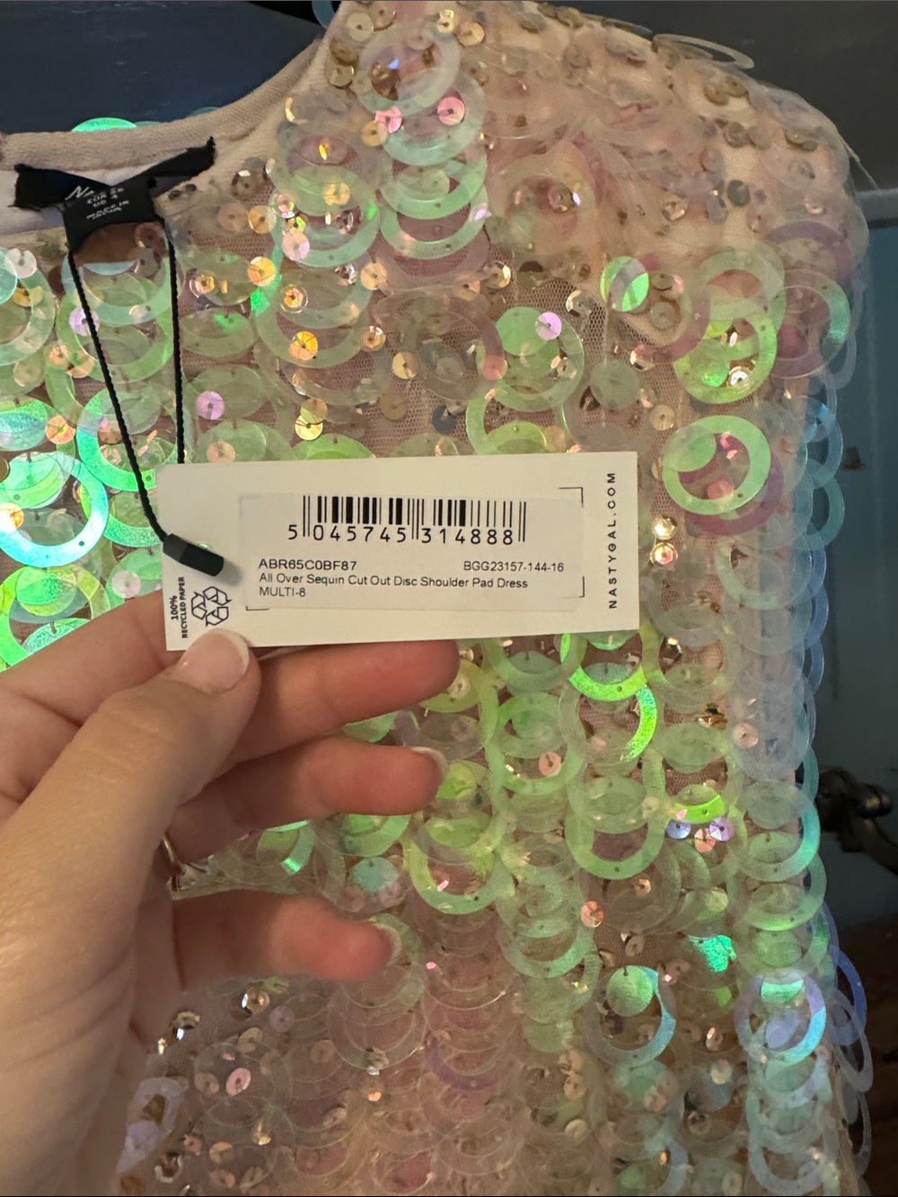 Nasty Gal Pink Iridescent Sequin Shift Dress - Picture 2 of 5